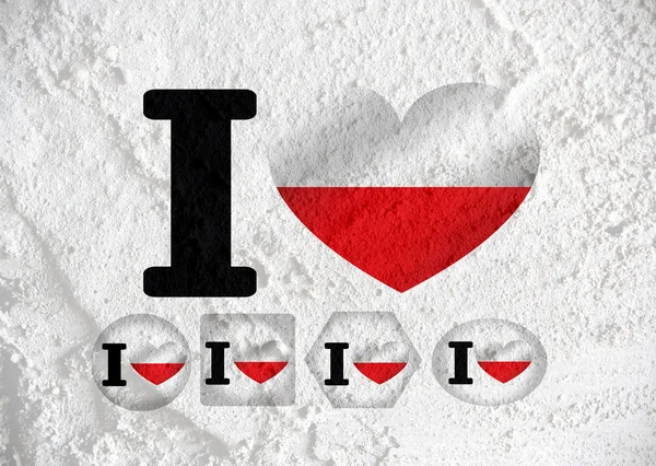 Liefde Polen vlag teken hartsymbool op cement muur textuur backgr — Stok fotoğraf