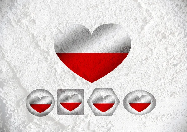 Love Poland flag sign heart symbol on Cement wall texture backgr — Stock Photo, Image