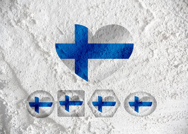 Love Finland flag sign heart symbol on Cement wall texture backg — Stock Photo, Image
