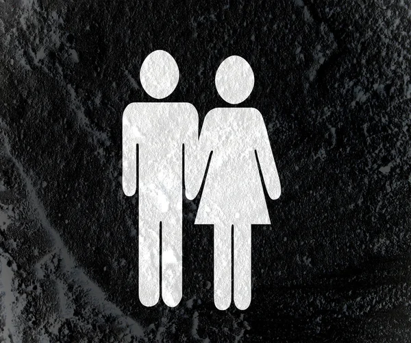 Piktogram muž žena znamení ikony na cement zdi textury pozadí — Stock fotografie