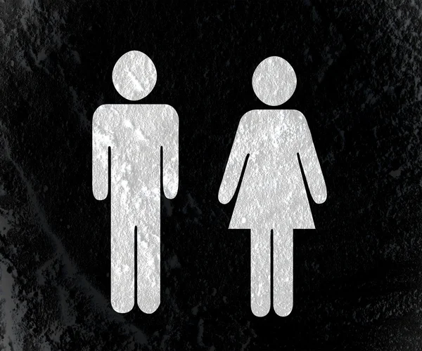Piktogramm Mann Frau Zeichen Symbole auf Zementwand Textur Hintergrund — Stockfoto