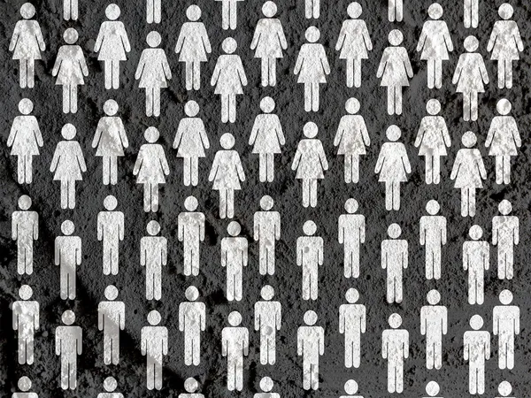 Pictograma Hombre Mujer Iconos de signos en el fondo de textura de la pared de cemento — Foto de Stock