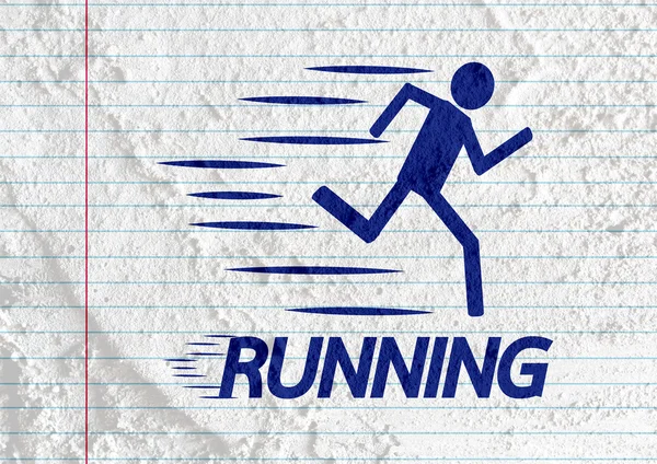 Running idea in Illustration on Cement wall texture background d — Stock Photo, Image