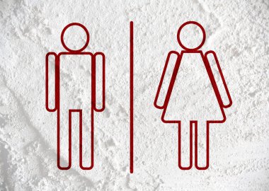 tuvalet simgesi ve piktogram çimento duvar textur kadının işaret dostum