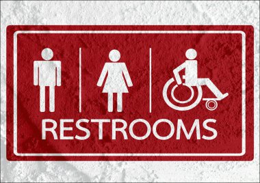 tuvalet simgesi ve piktogram çimento duvar textur kadının işaret dostum