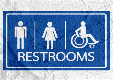 tuvalet simgesi ve piktogram çimento duvar textur kadının işaret dostum