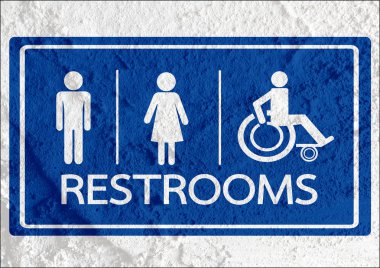 tuvalet simgesi ve piktogram çimento duvar textur kadının işaret dostum