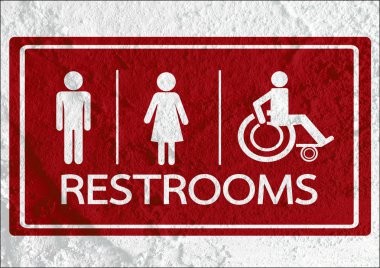 tuvalet simgesi ve piktogram çimento duvar textur kadının işaret dostum