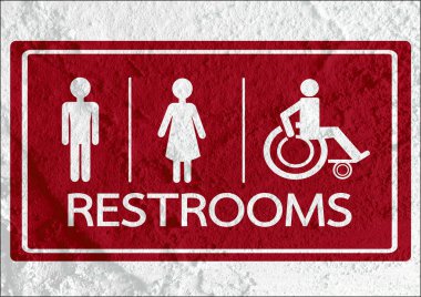 tuvalet simgesi ve piktogram çimento duvar textur kadının işaret dostum