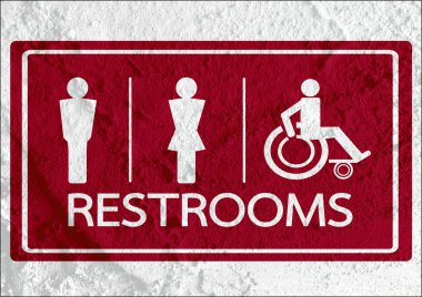 tuvalet simgesi ve piktogram çimento duvar textur kadının işaret dostum