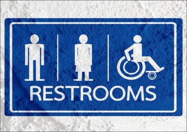 tuvalet simgesi ve piktogram çimento duvar textur kadının işaret dostum