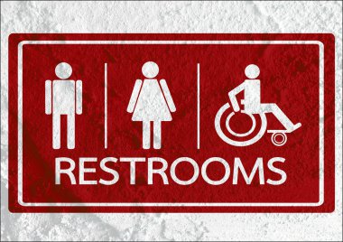 tuvalet simgesi ve piktogram çimento duvar textur kadının işaret dostum