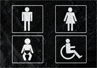 tuvalet simgesi ve piktogram çimento duvar textur kadının işaret dostum