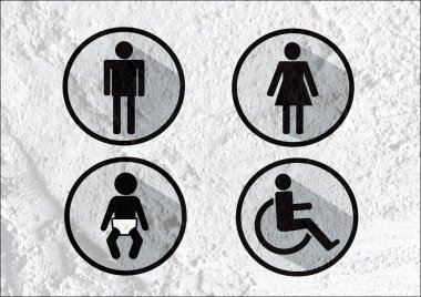 tuvalet simgesi ve piktogram çimento duvar textur kadının işaret dostum