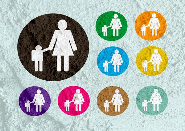 Pictogram Man Woman Sign icons on Cement wall texture background — Stock Photo, Image
