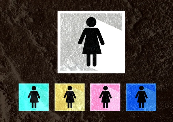 Pictogram man vrouw teken pictogrammen op muur textuur achtergrond desig — Stockfoto