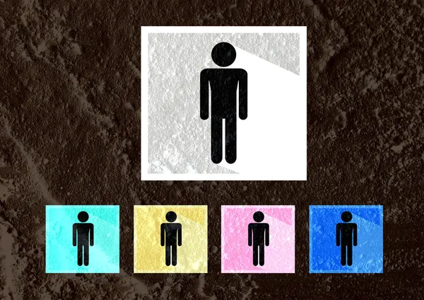 Pictogram man vrouw teken pictogrammen op muur textuur achtergrond desig — Stockfoto