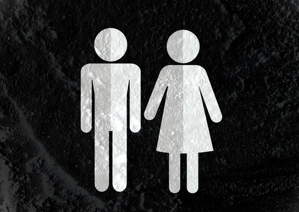 Pictogram man vrouw teken pictogrammen op muur textuur achtergrond desig — Stockfoto