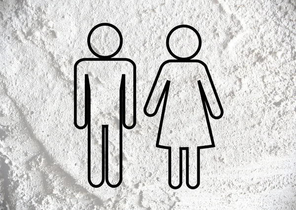 Pictogram man vrouw teken pictogrammen op muur textuur achtergrond desig — Stockfoto