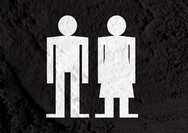 Pictogram Man Woman Sign icons on  wall texture background desig — Stock Photo, Image