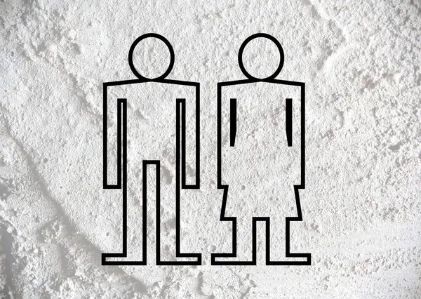 Pictogram man vrouw teken pictogrammen op muur textuur achtergrond desig — Stockfoto