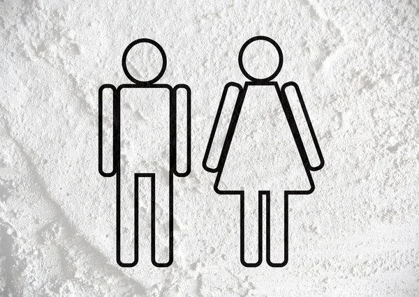 Piktogramm Mann Frau Zeichen Symbole an der Wand Textur Hintergrund desig — Stockfoto