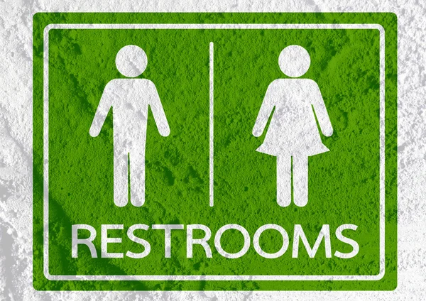 Toaletten ikonen och piktogram man kvinna tecken på cement vägg strukturer — Stockfoto