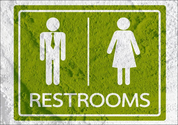 Toaletten ikonen och piktogram man kvinna tecken på cement vägg strukturer — Stockfoto