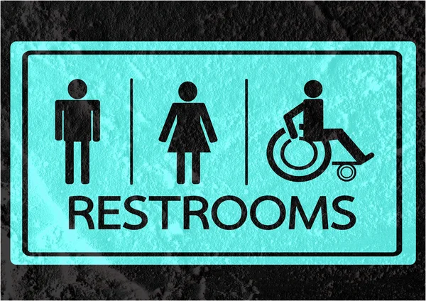 トイレのアイコンとピクトグラム男性女性サインオン セメント壁テクスチャ — ストック写真