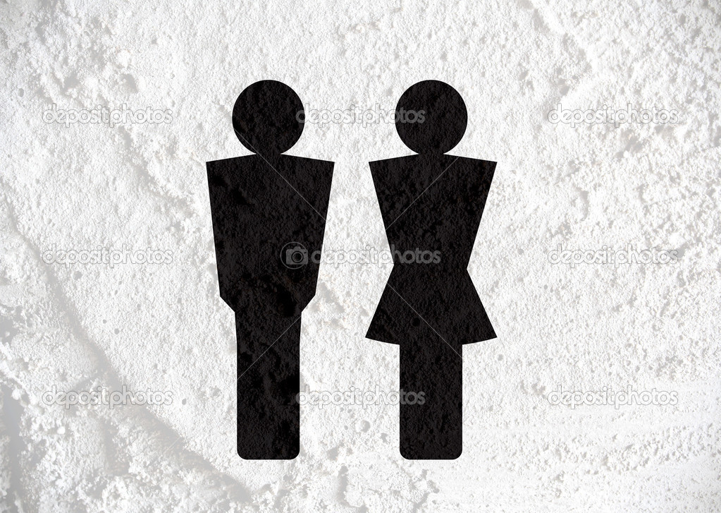 Pictogram Man Woman Sign icons on  wall texture background desig