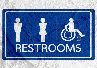 tuvalet simgesi ve piktogram çimento duvar textur kadının işaret dostum