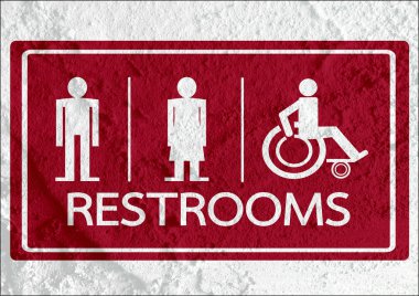 tuvalet simgesi ve piktogram çimento duvar textur kadının işaret dostum