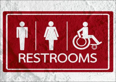 tuvalet simgesi ve piktogram çimento duvar textur kadının işaret dostum