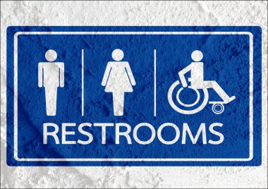 tuvalet simgesi ve piktogram çimento duvar textur kadının işaret dostum