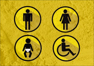 tuvalet simgesi ve piktogram çimento duvar textur kadının işaret dostum