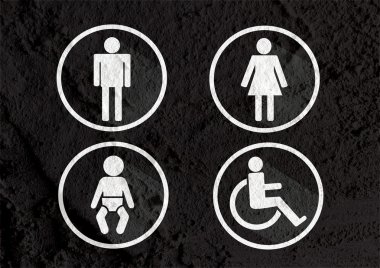 tuvalet simgesi ve piktogram çimento duvar textur kadının işaret dostum