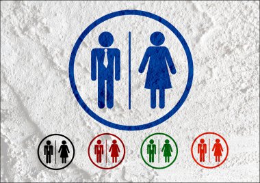 tuvalet simgesi ve piktogram çimento duvar textur kadının işaret dostum