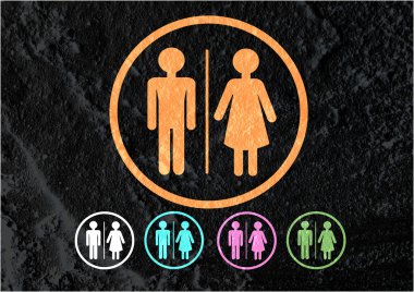 tuvalet simgesi ve piktogram çimento duvar textur kadının işaret dostum