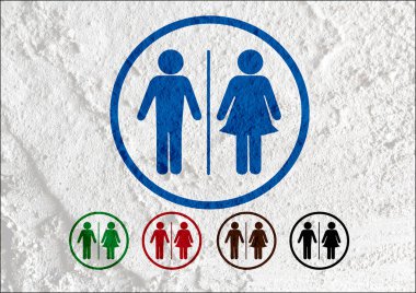 tuvalet simgesi ve piktogram çimento duvar textur kadının işaret dostum