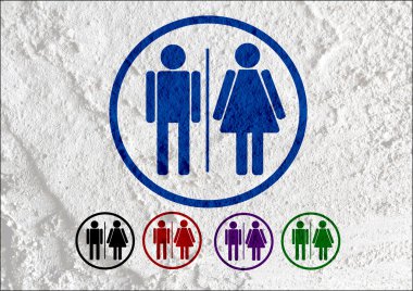 tuvalet simgesi ve piktogram çimento duvar textur kadının işaret dostum
