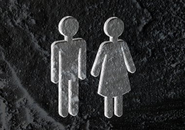 tuvalet simgesi ve piktogram çimento duvar textur kadının işaret dostum