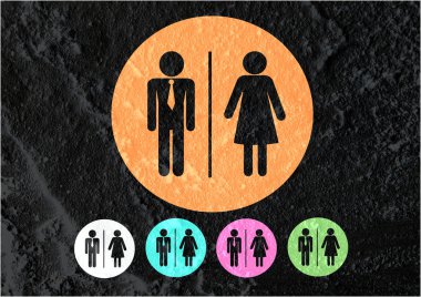 tuvalet simgesi ve piktogram çimento duvar textur kadının işaret dostum