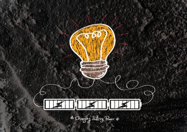 pil gücü fikir duvar dokusu geri şarj ile ampul