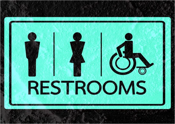 トイレのアイコンとピクトグラム男性女性サインオン セメント壁テクスチャ — ストック写真