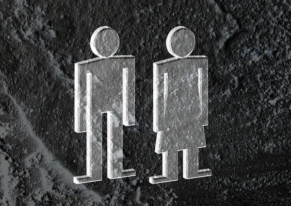Restroom icon and Pictogram Man Woman Sign on Cement wall textur — Stock Photo, Image