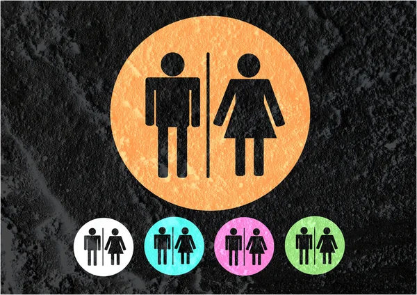 Toilet pictogram en pictogram man vrouw teken op cement muur textur — Stockfoto