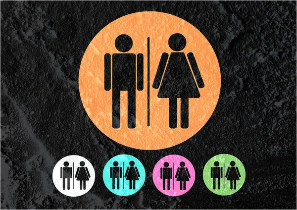 Restroom icon and Pictogram Man Woman Sign on Cement wall textur — Stock Photo, Image