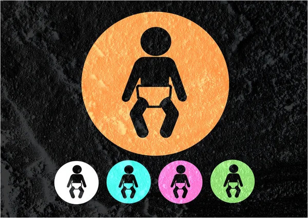 Pictograma ícones do bebê Entrar Cimento parede textura fundo desi — Fotografia de Stock