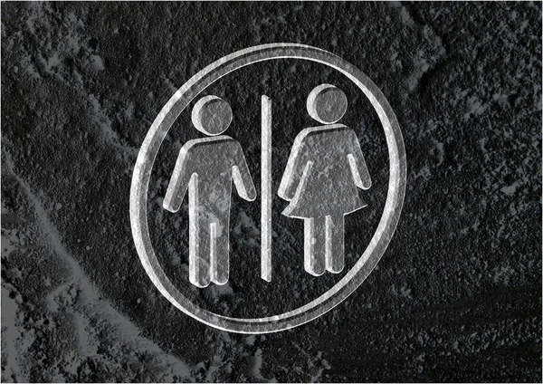 Toilet pictogram en pictogram man vrouw teken op cement muur textur — Stockfoto