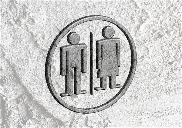 Toilet pictogram en pictogram man vrouw teken op cement muur textur — Stockfoto